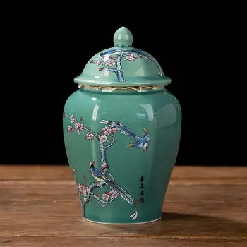 Cerâmica Gengibre Frasco de Estilo Chinês, Ornamentos Decorativos Asiático Gengibre Jar para o Partido Desktop Casamento Sala de estar Arranjo Floral