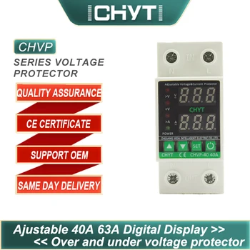 CHYT de Dupla Tela Inteligente de Religamento Automático 63A de Ar Ajustável Interruptor Limitador de Corrente de Sobretensão Subtensão Protetor