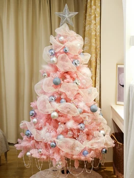 Cor-de-rosa Encriptado Árvore de Natal de Luxo da Família Enfeites de Ano Novo de Grandes Artificiais Presentes da Árvore de Natal para Crianças de Festa Decoração de Casa