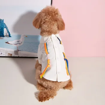 Designer de Primavera Verão Cão de Estimação da Camisa de Listra T-shirt Roupas para Pequenas e Médias Cães Cachorro Schnauzer Bulldog francês Pug Teddy BNC14