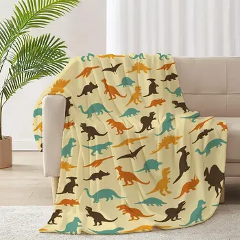 Dinossauro Esquadrão Estampado Animal de Pelúcia Dinossauro Cobertor, Animal Bonito Presente para Mulheres, Homens Menina Menino de Aniversário,Leve