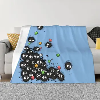 Doces Fuligem Sprites Cobertor de Lã Macia Quente Flanela Totoro Studio Ghibli Anime Jogar Mantas para Sofá ao ar livre de Cama de Colcha