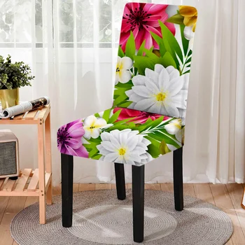Elastic Floral Cadeira de Jantar Cobertura do Estiramento Impressão de Flor de Cadeira de Capa Tampa de Assento para a Cozinha Fezes Casa Banquete do Hotel Decoração