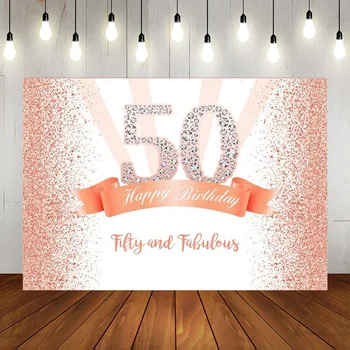 Feliz 50ª Festa de Aniversário de Fundo Homens Mulheres cor-de-Rosa de Ouro Prata Lantejoula Fotografia pano de Fundo de 50 Anos de Aniversário Decorações