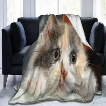 Flanela de Jogar Cobertor Bonito Bolso gato dos desenhos animados Cinza Aconchegante&Luxuoso Macio Mantas para o Sofá-Cama Sofá da Sala Cadeira