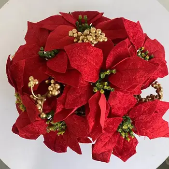 Flor Artificial Realista de Natal Vasos de Flores Reutilizáveis Decorações do Feriado para Desktops Natal Partes de Flores Artificiais