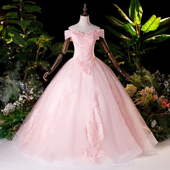 Frete grátis 130 cm cor-de-rosa suor longo senhora menina mulher, a princesa do baile banquete de festa de casamento vestido de noiva vestido