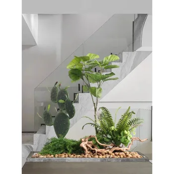Grande escala da planta simulada paisagismo combinação interior paisagem shopping janela de canto cena planta verde