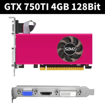 GTX 750TI 4GB Placa Gráfica PCI-E 2.0 16X 1020MHz PC de Baixo Perfil Placa de Vídeo DDR5 HD-Compatível 128 Bits Desktop Placas Gráficas