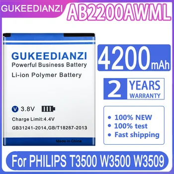 GUKEEDIANZI Bateria de Substituição AB2200AWML 4200mAh Para a PHILIPS T3500 W3500 W3509
