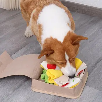 Habilidade de Forrageamento de Brinquedo do Cão Estimular o Cão a Mente com Caixa de Pizza Fungada Tapetes Lento Alimentador de Tratar Dispensador de Forrageamento de Formação de Brinquedo em Um