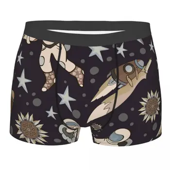 Homens de Cueca Cueca Espaço Planeta Estrelas Foguete Fox Homens Boxer Shorts de Elástico Masculino Calcinha