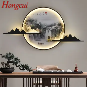 Hongcui Moderno Parede a Imagem do DIODO emissor de Luz Chinês Criativa Circular Mural da Paisagem Candeeiro de Lâmpada Para a Casa de Viver Quarto de Estudo