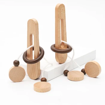 Inteligente Desbloquear Brinquedo de Madeira Kong Ming Bloqueio Teaser de Cérebro de QI, quebra-Cabeças Mágica de Pensar Jogos de Crianças a Adultos Clássico Brinquedo Descompactar