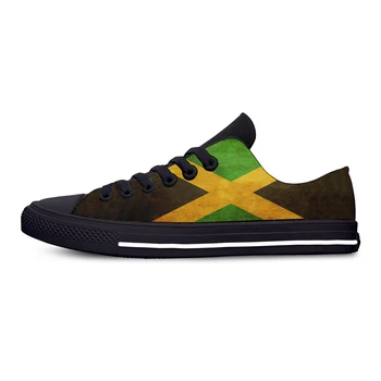 Jamaica Bandeira Jamaicana Patriótica Legal Engraçado Moda Casual Pano de Sapatos Baixos Superior Respirável Leve Impressão 3D Homens Mulheres Tênis