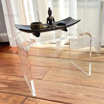 Japonês Criativo Transparente Fezes Casa De Luxo De Móveis De Acrílico Sapato Mudança De Fezes Sala De Estar Cadeiras De Plástico Fezes B