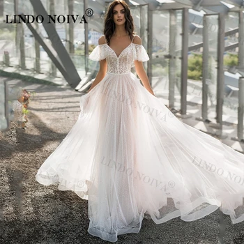 LINDO NOIVA Clássico Apliques de Renda de Casamento Vestidos de Festa Fora de Ombro Assoalho-Comprimento Vestido de Noiva Brilhante Vestido De Noiva
