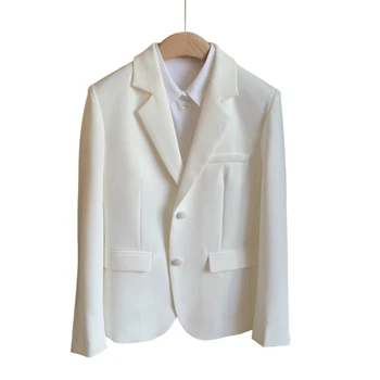 Local de trabalho elegante branco puro cultivar uma moralidade acetato de tecido blazers, casacos femme ensenble blazers femme ensenble