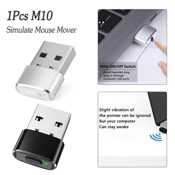 M10 Mini Simular o Movimento do Mouse para o Mantém PC Active Plug and Play 3 Faixa Modos de Mini Mouse Mover para o Mantém PC Portátil Ativo