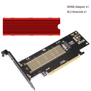 M2 NVME 22110 SSD PCIe 4.0 Adaptador de Cartão de 64Gbps M-Chave M. 2 PCIeX4 Adaptador para PC PCI-E GEN4 Velocidade máxima com Dissipador de Alumínio