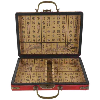 Mahjong De Armazenamento De Caixa De Estilo Vintage Caso Alças De Madeira Design Transportador De Recipiente De Metal Família Organizador Retro