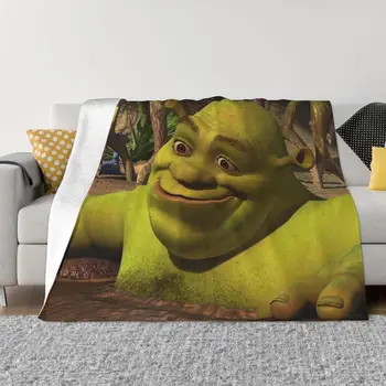 Maldito Shrek Memes Malha Cobertores De Desenhos Animados De Flanela Jogar Cobertor De Verão, O Ar Condicionado Portátil Suaves Colcha