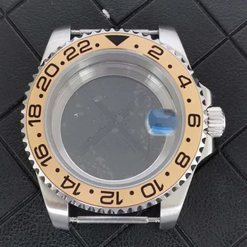 Modificado relógio com precisão de água de aço fantasma transparente de vidro da safira lupa adequado para NH34GMT movimento A56