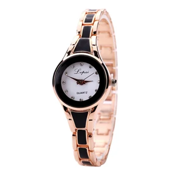 Mulheres Relógios De Luxo Do Ouro De Rosa Do Bracelete De Prata Relógio De Pulso De Liga De Senhoras Casual Simples Relógios De Quartzo Relógio