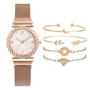 Mulheres Watch Set De Luxo Do Ouro De Rosa Do Vestido De Quartzo Pulseira De Relógio De Desporto De Senhoras Relógio De Pulso Do Relógio Presente De Mulheres Relógio Feminino