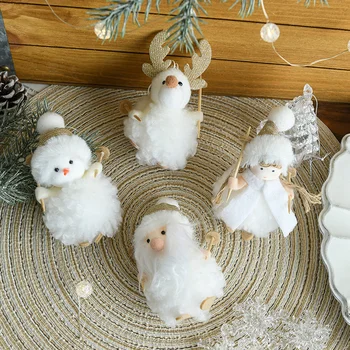 Natal Criativo Branco de Pelúcia Estrela de Cinco pontas Bell Boneca Muppet Decorações de Decorar a Árvore de Natal Pequeno Pingente de Navidad 2023
