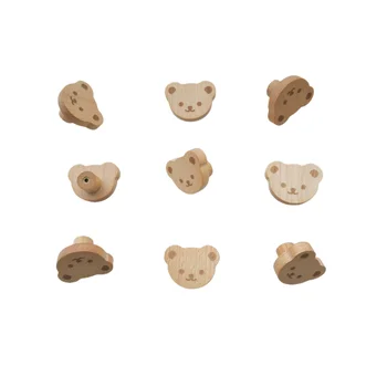 Natural de cabo de Madeira Animais Forma Armário maçanetas e Puxadores Criativo Urso Alças Móveis de Lidar com Hardware
