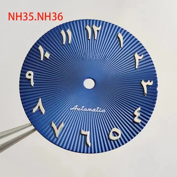 NH35 de discagem NH36 de discagem 28,5 mm árabe ondulação dial Prata aço inoxidável dial Watch acessórios