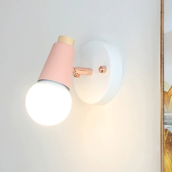 Nordic Macaron Lâmpada de Parede LED de Ferro Candeeiro de Parede Decoração E27 Luz Para a Sala de estar, Quarto, Corredor, Corredor Interior Luminárias de Brilho