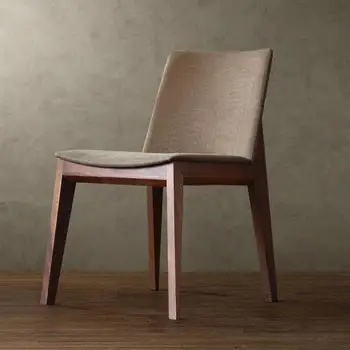 Nordic Sólido De Madeira Cadeira De Jantar De Tecido De Couro Moderno, Casual Simples Casa De Moda Combinação Encosto Cadeira Em Madeira Maciça