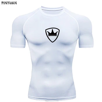 Novo Compressão Homens Longa Manga Curta Coroa T-shirt de Desporto de Fitness vestuário masculino