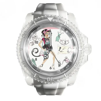 Novo relógio de silicone transparente moda menina cor de observar os homens e as mulheres relógios de tendência de moda Relógio de Pulso de quartzo