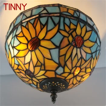 O PEQUENO Tiffany Luz de Teto Modernas, Criativas Lâmpada Figura Flor Luminárias LED Para a Decoração Home