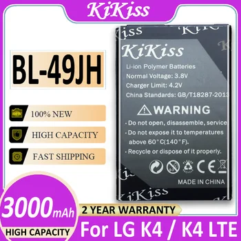 Original KiKiss Telefone de Substituição de Bateria BL-49JH 3000mAh Para LG K3 LS450 K4 K120 Farra K121 K130 K120e K130e 100% Novo
