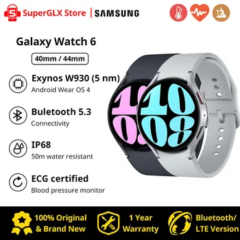 Original Samsung Galaxy Watch 6 40mm/44mm Smartwatch de Fitness Tracker Monitor Cardíaco, Maior Tela Smart Watch Para Galaxy S23