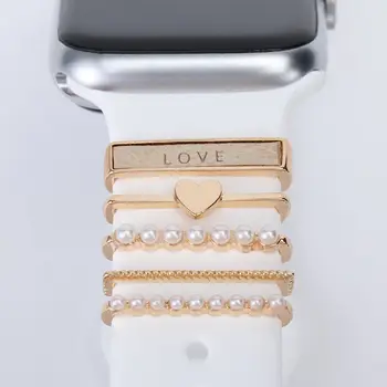 Os Encantos de Metal, Anel Decorativo Para a Apple Faixa de Relógio de Diamante de Enfeite Inteligente Relógio de Pulseira de Silicone Acessórios Para iwatch Pulseira