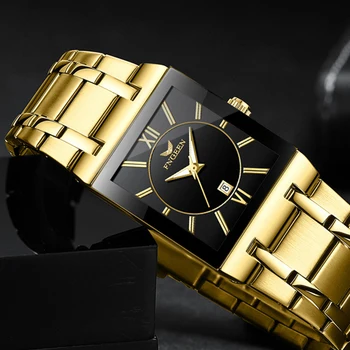 Ouro Relógio de Quartzo para Homens de Aço Inoxidável Luminosa Data Relógio Masculino Clássico Simples Senhores relógio de Pulso, Relógios de homens de Reloj Hombre
