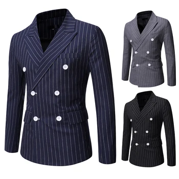 Outono/Inverno 2023 Nova moda masculina Premium de Moda de nova terno Listrado Jaqueta Slim Homens de abotoamento duplo paletó Nº 9799