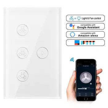 padrão Smart Ventilador Interruptor de Luz, Ventilador de Teto, Luz, Interruptor do Toque do Telefone Móvel do Apoio de Controle Smart Switch