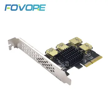 PCI-E Para PCIE Adaptador de Placa Riser 1 a 4 Ranhura PCI-Express 1x To16x USB3.0 Placa Riser Extender PCIe Conversor Para BTC Mineiro de Mineração