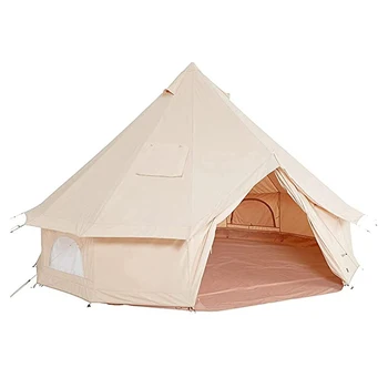 Personalizado 5+pessoa Glamping Tenda de Parede Yurt Família Barraca de Acampamento ao ar livre Lona de Algodão Bell Tenda