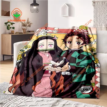 Personalizado em quadrinhos Demon Slayer jogar Cobertor anime Japonês cobertor térmico Tanjirou Nezuko folha de sofá cobrir as despesas de viagem cobertor