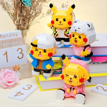 Pokemon nova série de Pikachu cartoon anime do bloco de micro partículas de crianças brinquedo quebra-cabeça para crianças de presente