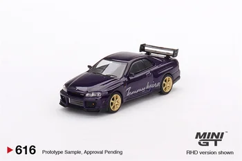 (Pre-order) MINI GT 1:64 Nissan Skyline GT-R (R34) Tommykaira R-z Meia-noite Púrpura Fundido Modelo de Carro