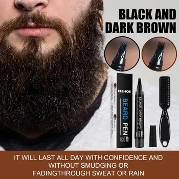 Quatro pinos Impermeável Barba Caneta Pincel de Barba de Preenchimento a Lápis Barba Enhancer Impermeável Barba Colorir Caneta Ferramentas
