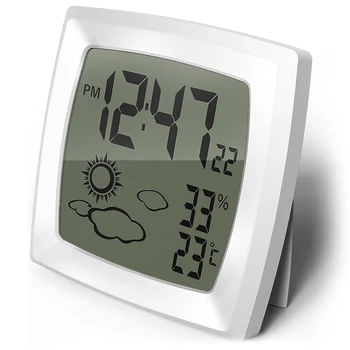 Relógio Despertador Digital Pequeno Relógio Despertador Bateria Operado Tempo Relógios Com Auto luz de fundo, 12/24H, Temperatura Em ℃/℉ Branco